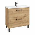Waschbeckenunterschrank – 80 × 80 cm, mit Schubladen, aus Eichenholz, für Badezimmer