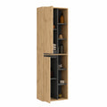 Badschrank – 170 × 50 × 30 cm, hängend, aus Eichenholz und Holz, Artisan-Eiche und Grau, für Badezimmer