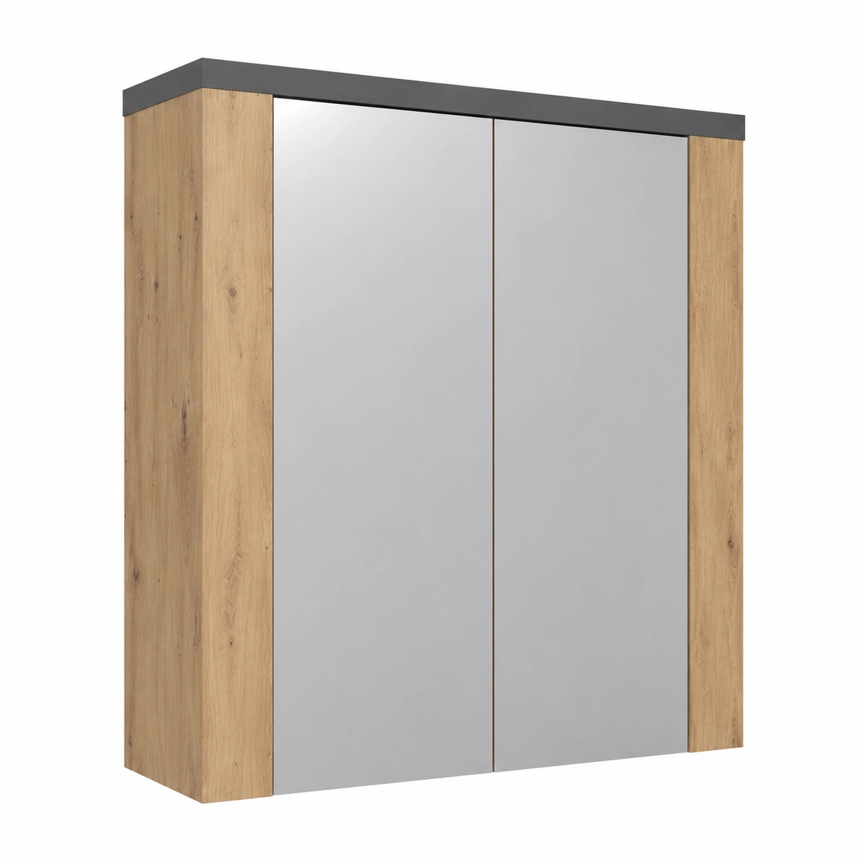 Spiegelschrank – 79 × 78 × 20 cm, Landhausstil, mit Ablagen, aus Eichenholz, Artisan-Eiche