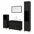 Badschrank – 80 × 33 × 60 cm, mit Stauraum, mit Schubladen, aus Holzwerkstoff, Schwarz