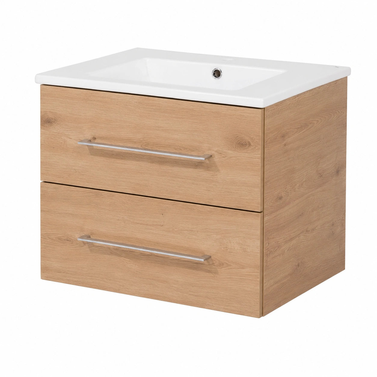 Waschtischunterschrank – 62 cm, moderner Stil, aus Eichenholz, Hellbraun
