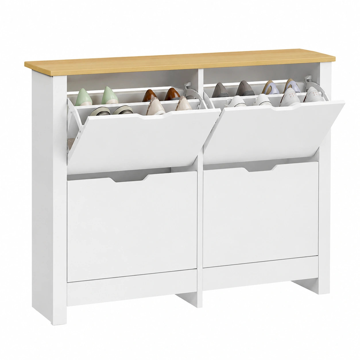 Schuhschrank – 105 × 26 × 80 cm, moderner Stil, mit Schubladen, aus Eichenholz, für Flur