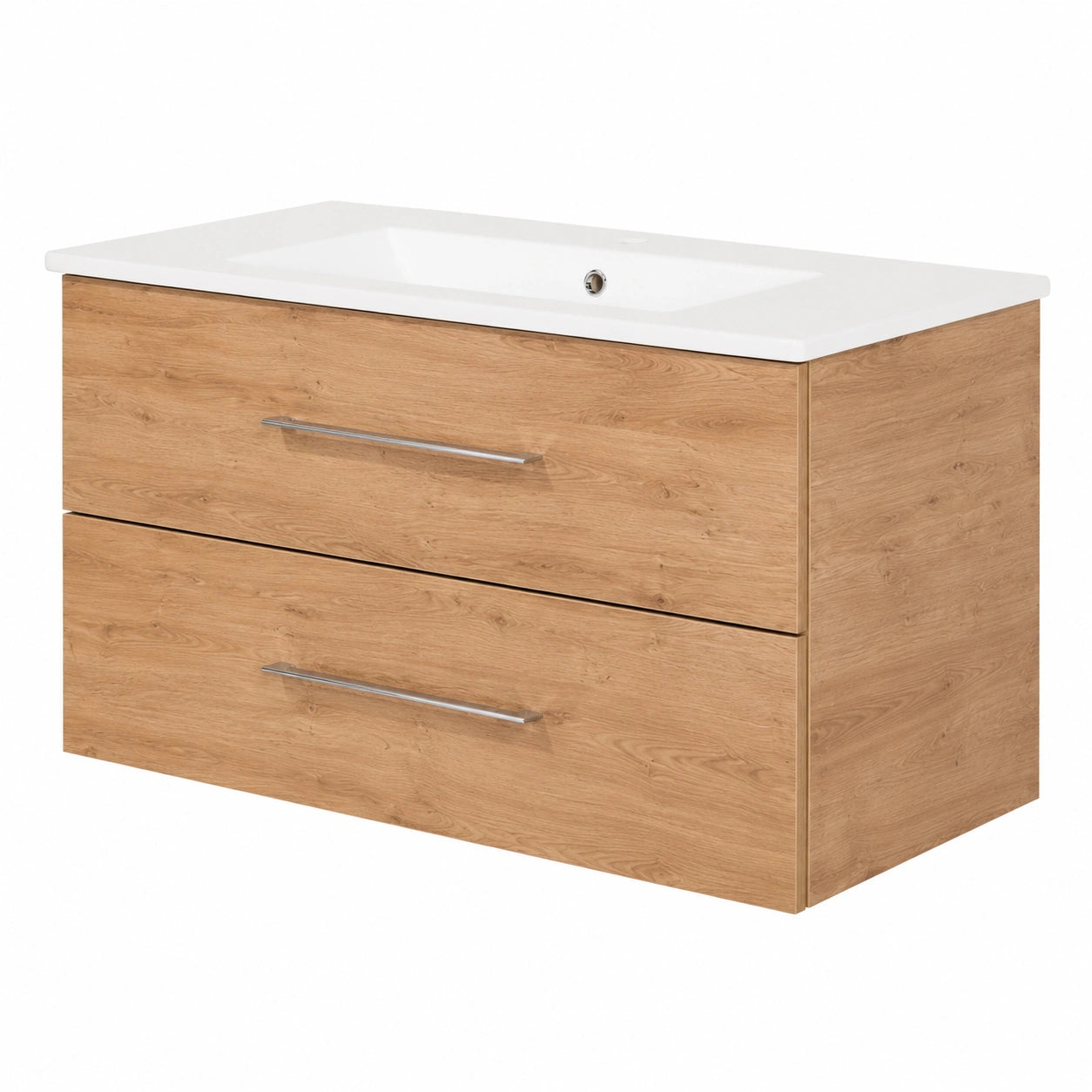 Waschtischunterschrank – 103 × 49 × 47 cm, aus Eichenholz und Keramik