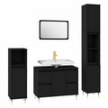 Waschbeckenunterschrank – 80 × 33 × 60 cm, mit Schubladen, aus Holzwerkstoff, Schwarz, für Badezimmer