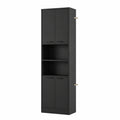 Badschrank – 56 × 30 × 190 cm, mit mehreren Türen, Schwarz