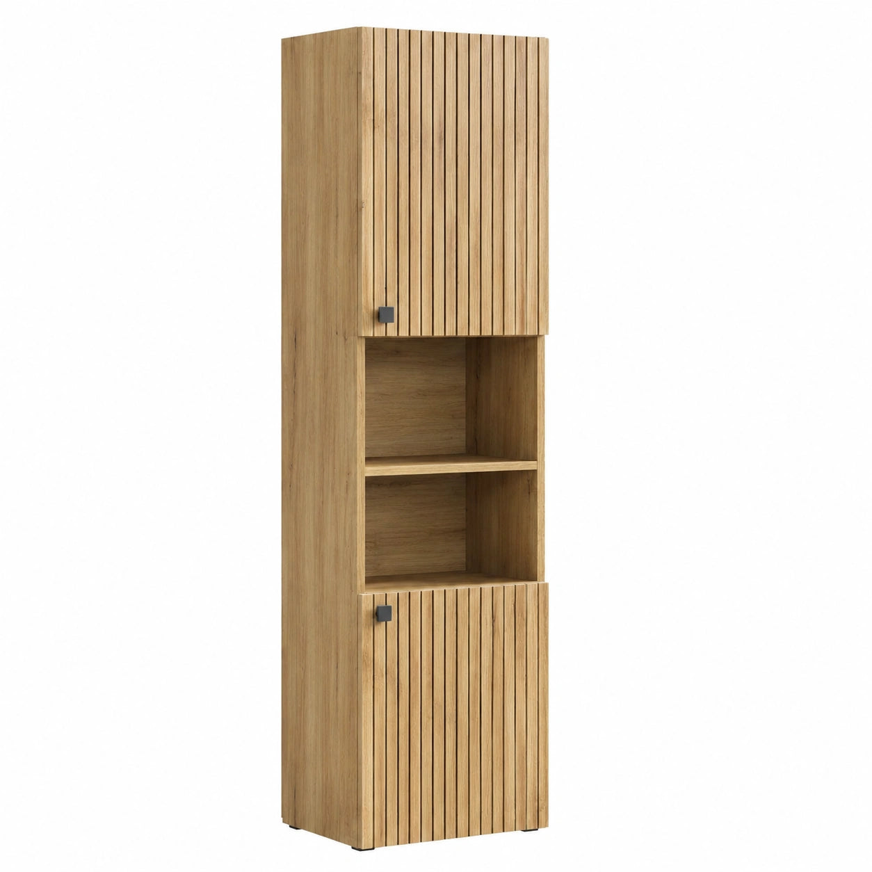 Hochschrank – 40 × 186 × 31 cm, moderner Stil, mit Ablagen, aus Eichenholz