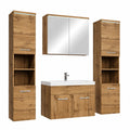 Spiegelschrank – 80 × 40 cm, mit LED-Beleuchtung, aus Eichenholz